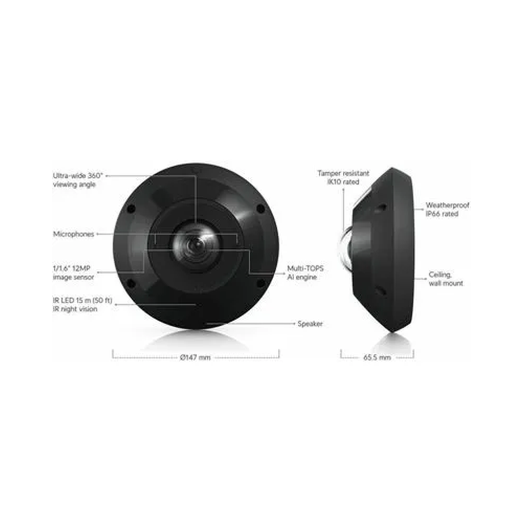 [UVC-G6-PRO-360-B] Caméra Ubiquiti G6 pro PoE avec couverture panoramique 360 networks noir